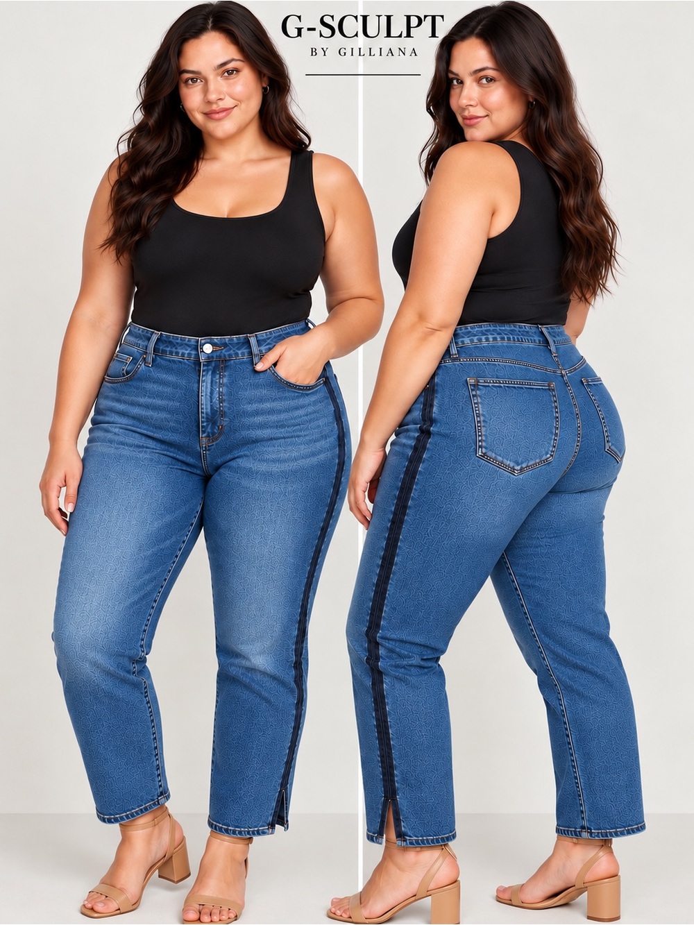 G by Giuliana G-Sculpt Women’s Jeans 20W Tall Straight Denim Santa Monica Wash